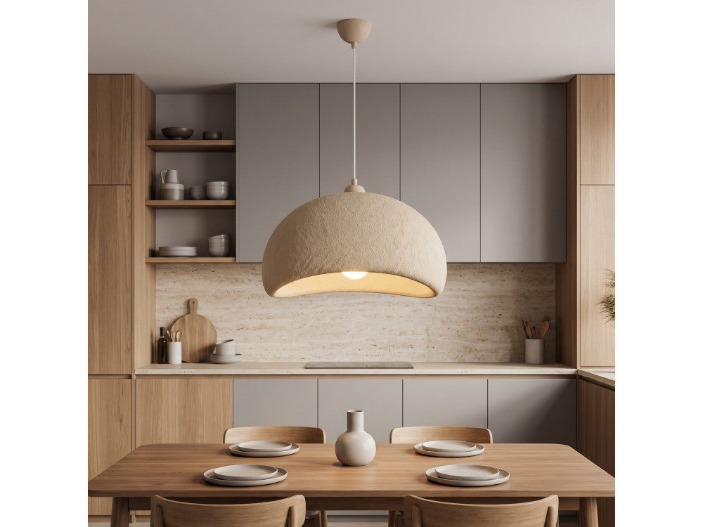 Candeeiro suspenso em metal «Beta» - 40 x 32 cm - Bege