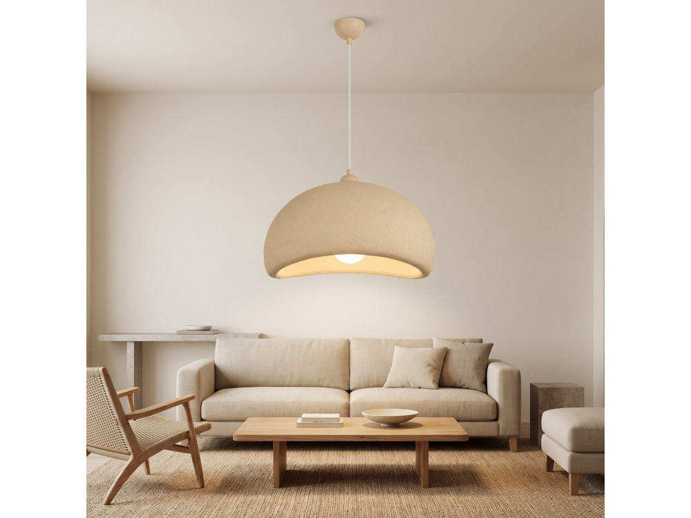 Candeeiro suspenso em metal «Beta» - 40 x 32 cm - Bege
