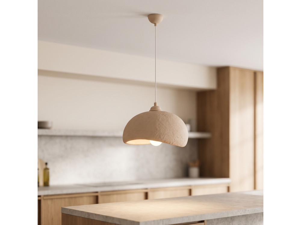 Candeeiro suspenso em metal «Beta» - 30 x 24 cm - Bege