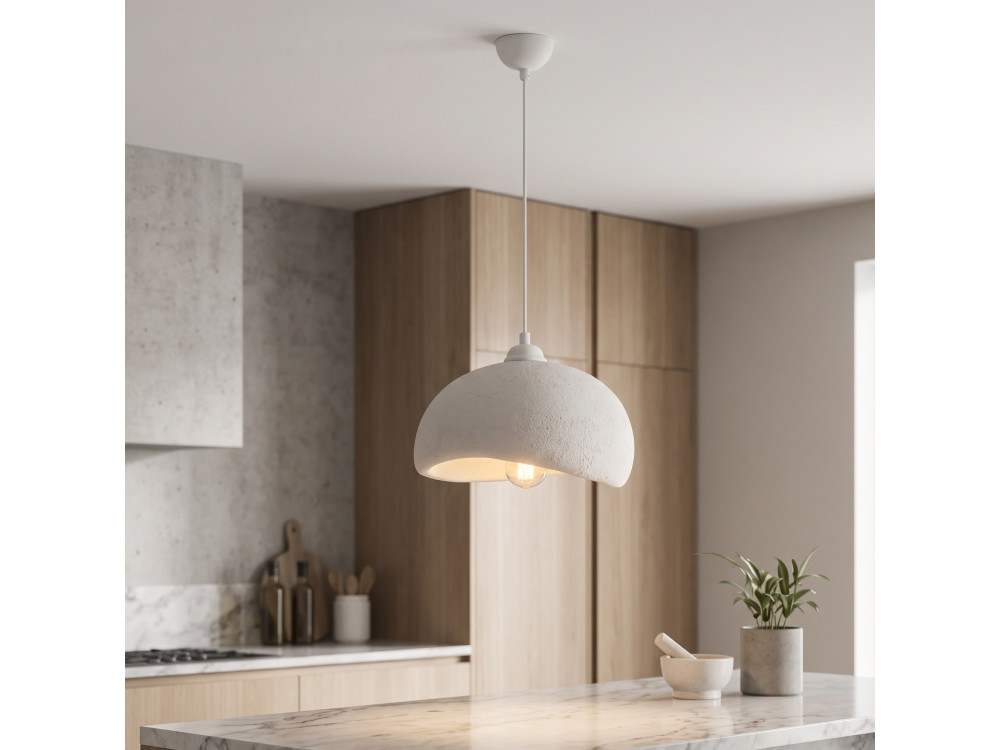 Candeeiro suspenso em metal «Beta» - 30 x 24 cm - Branco