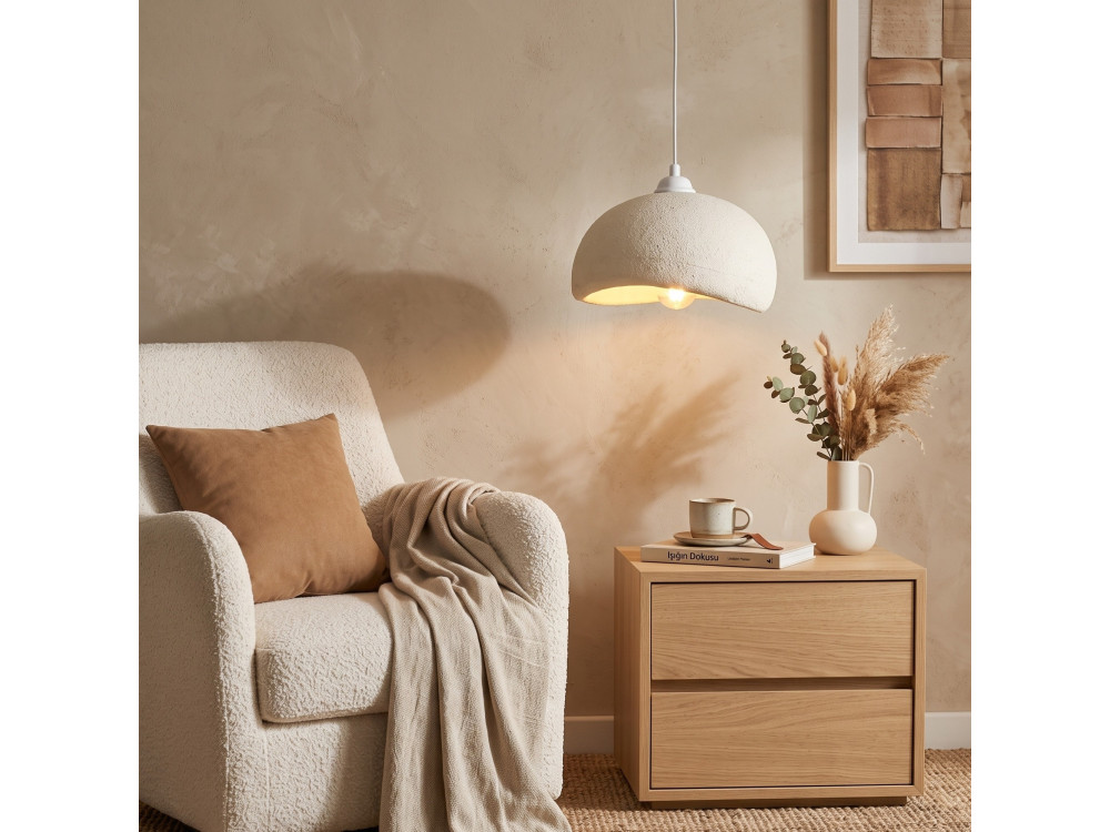 Candeeiro suspenso em metal «Beta» - 30 x 24 cm - Branco
