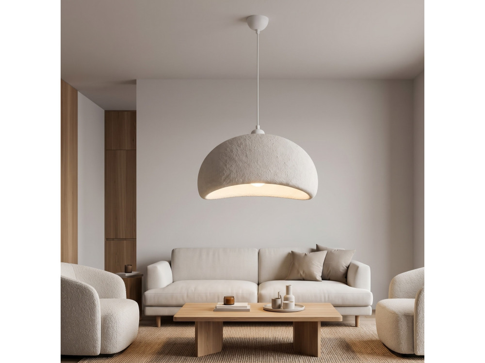 Candeeiro suspenso em metal «Beta» - 40 x 32 cm - Branco