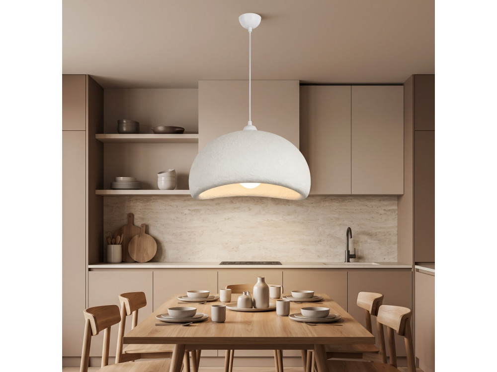 Candeeiro suspenso em metal «Beta» - 40 x 32 cm - Branco