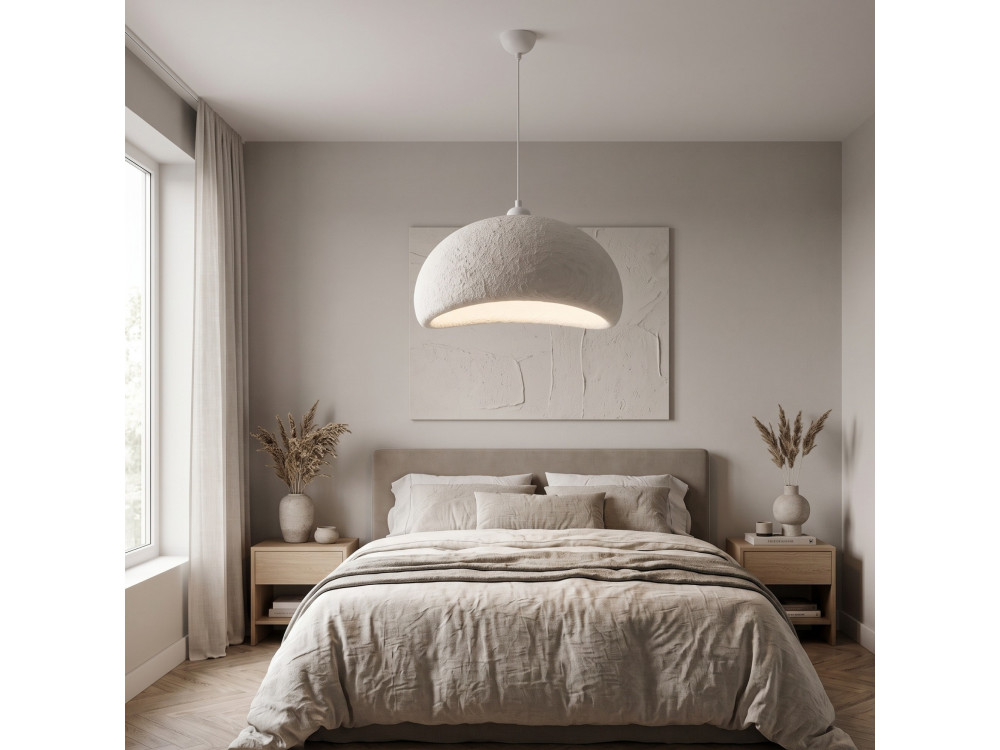 Candeeiro suspenso em metal «Beta» - 40 x 32 cm - Branco