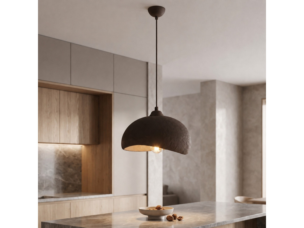 Candeeiro suspenso em metal «Beta» - 30 x 24 cm - Castanho