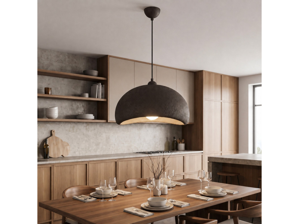 Candeeiro suspenso em metal «Beta» - 40 x 32 cm - Castanho