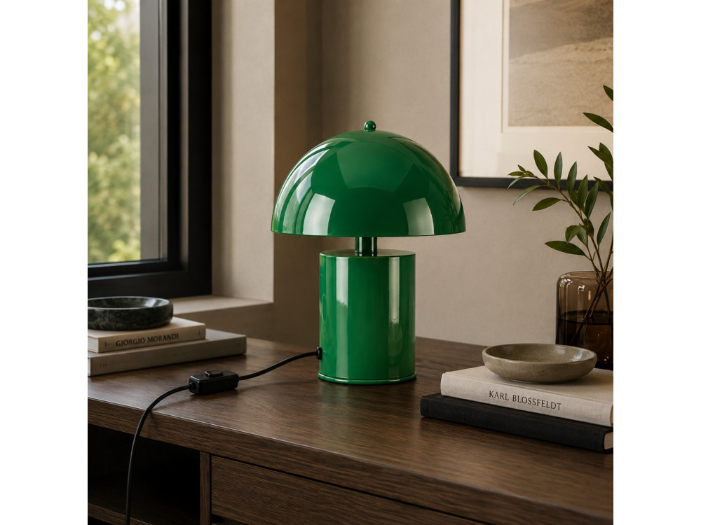 Candeeiro de mesa em metal «Pera» - 26 x 26 cm - Verde escuro