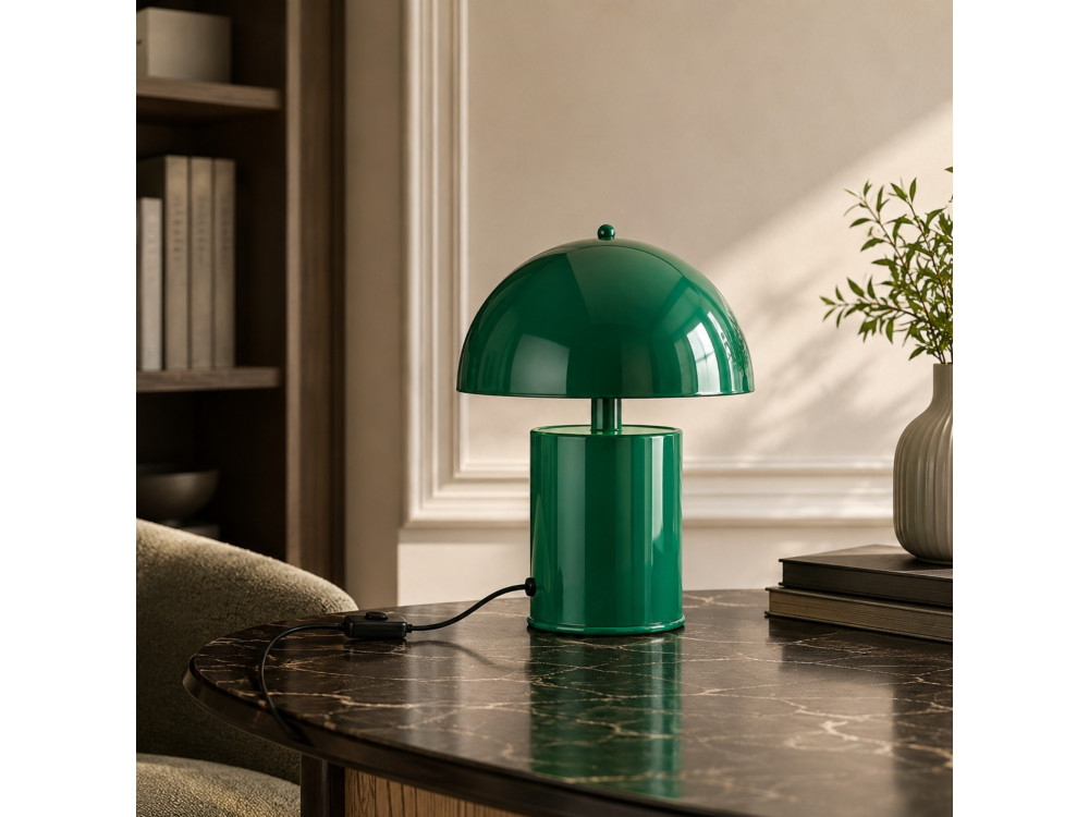 Candeeiro de mesa em metal «Pera» - 26 x 26 cm - Verde escuro