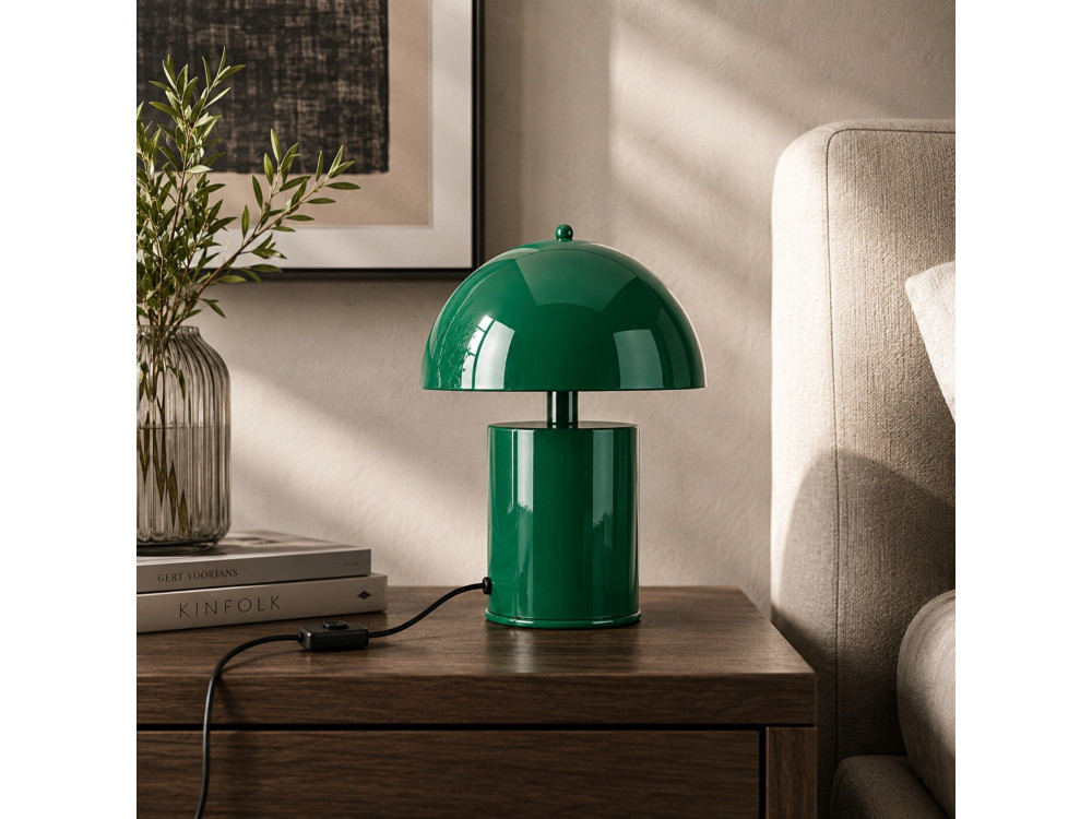 Candeeiro de mesa em metal «Pera» - 26 x 26 cm - Verde escuro