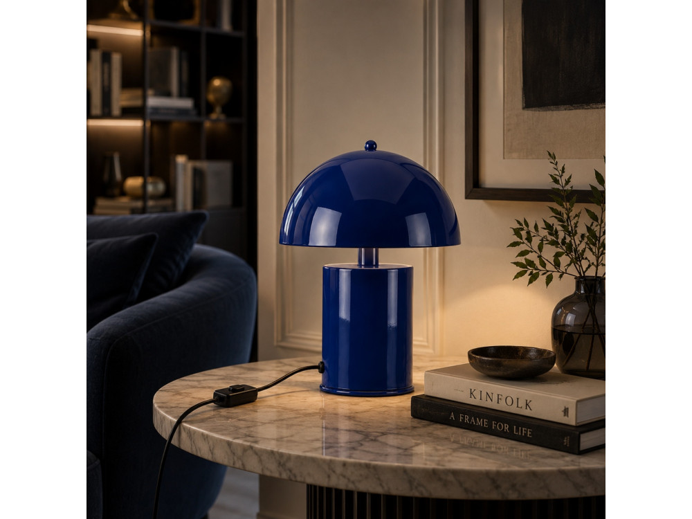Candeeiro de mesa em metal «Pera» - 26 x 26 cm - Azul-marinho