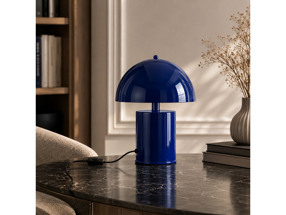 Candeeiro de mesa em metal «Pera» - 26 x 26 cm - Azul-marinho