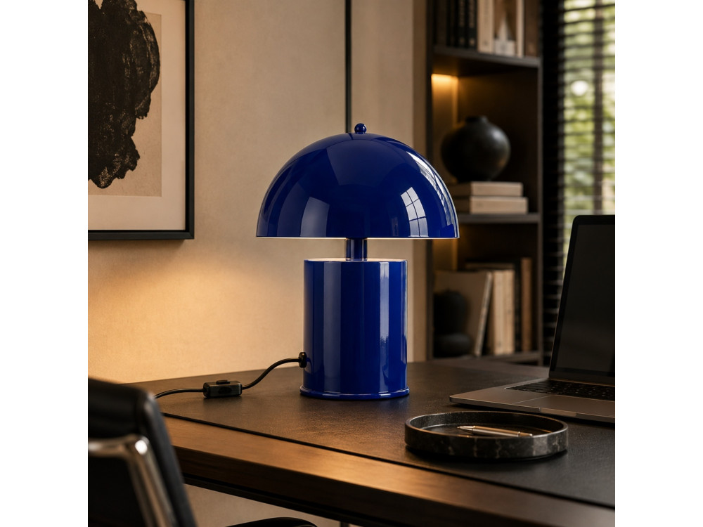 Candeeiro de mesa em metal «Pera» - 26 x 26 cm - Azul-marinho