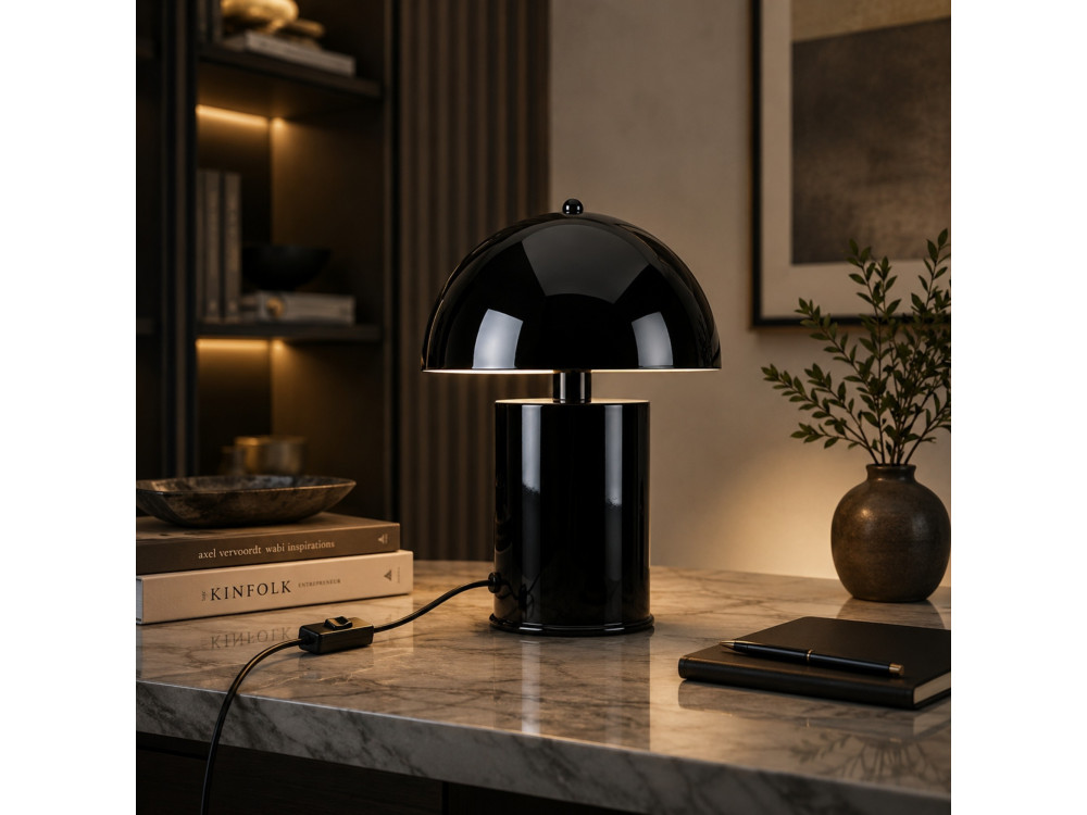 Candeeiro de mesa em metal «Pera» - 26 x 26 cm - Preto