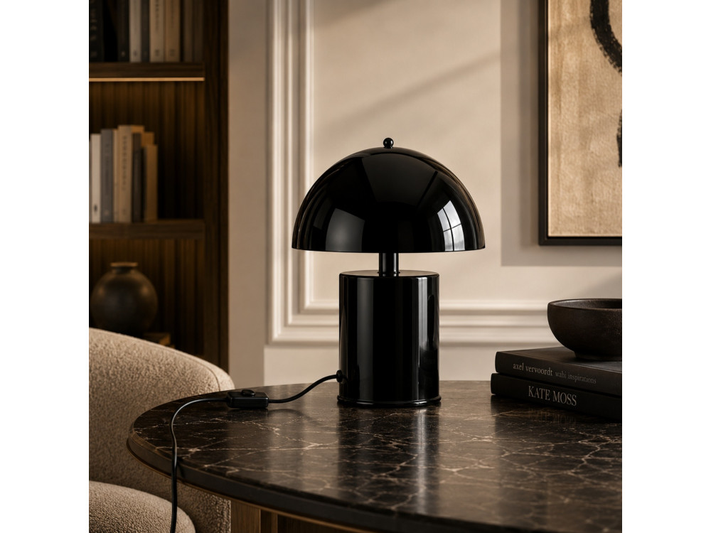 Candeeiro de mesa em metal «Pera» - 26 x 26 cm - Preto