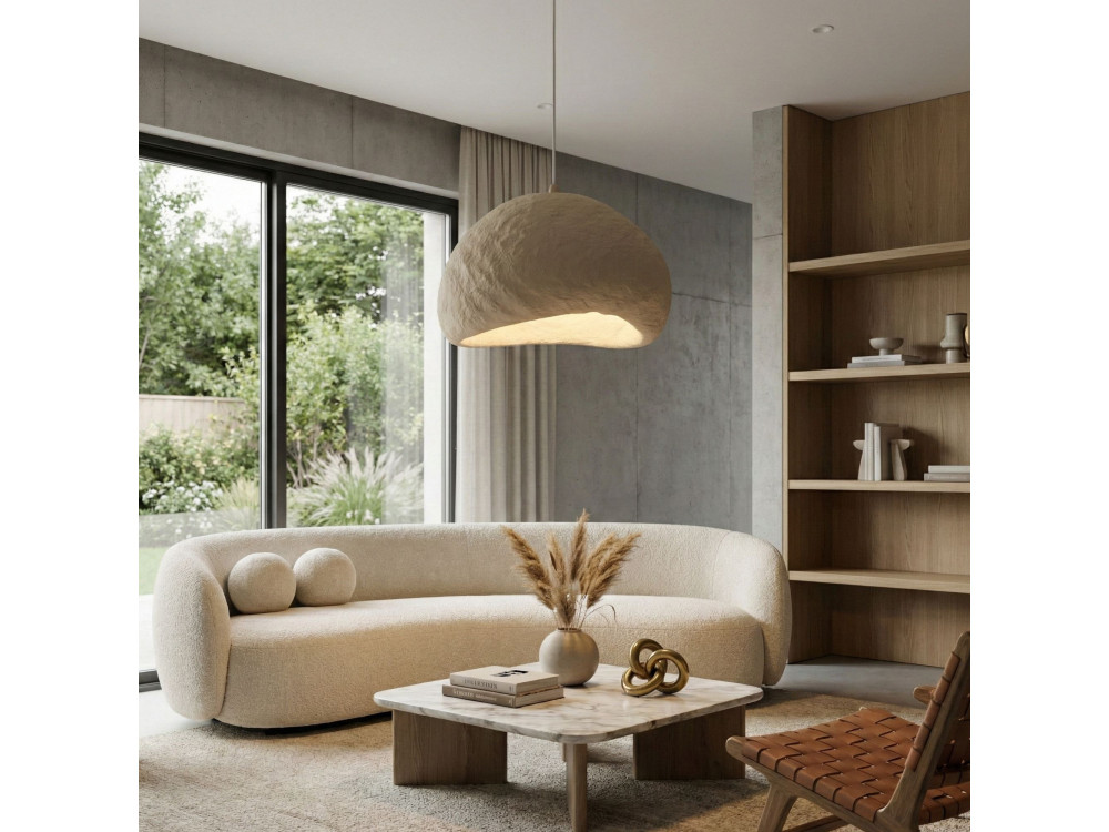 Candeeiro suspenso em metal «Loval» - 50 x 44 cm - Bege