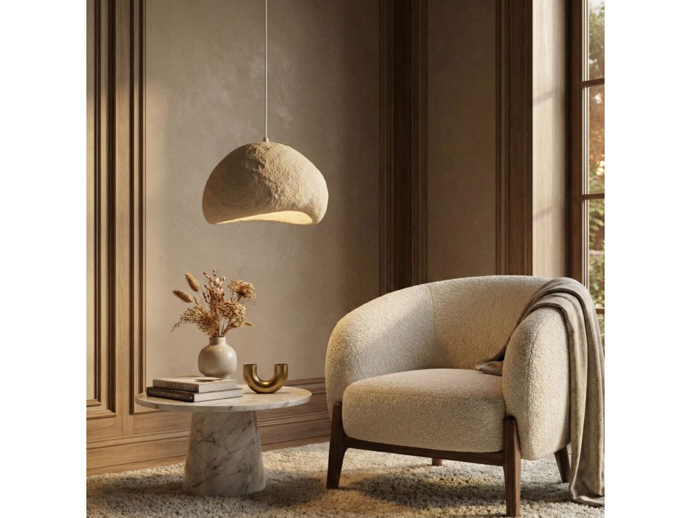 Candeeiro suspenso em metal «Loval» - 50 x 44 cm - Bege