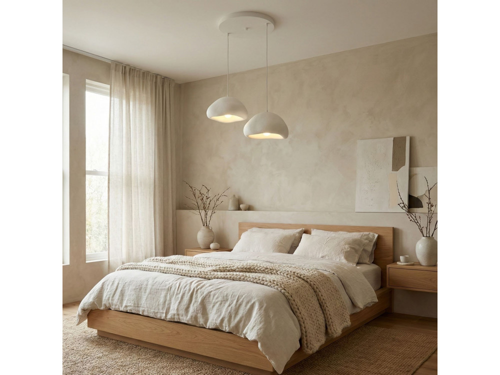 Candelabro de metal «Loval» - 74 x 40 cm - Branco