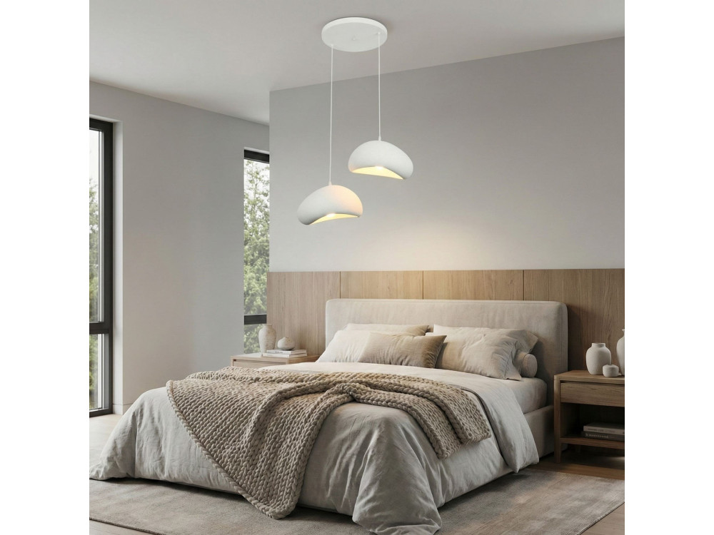 Candelabro de metal «Loval» - 45 x 27 cm - Branco