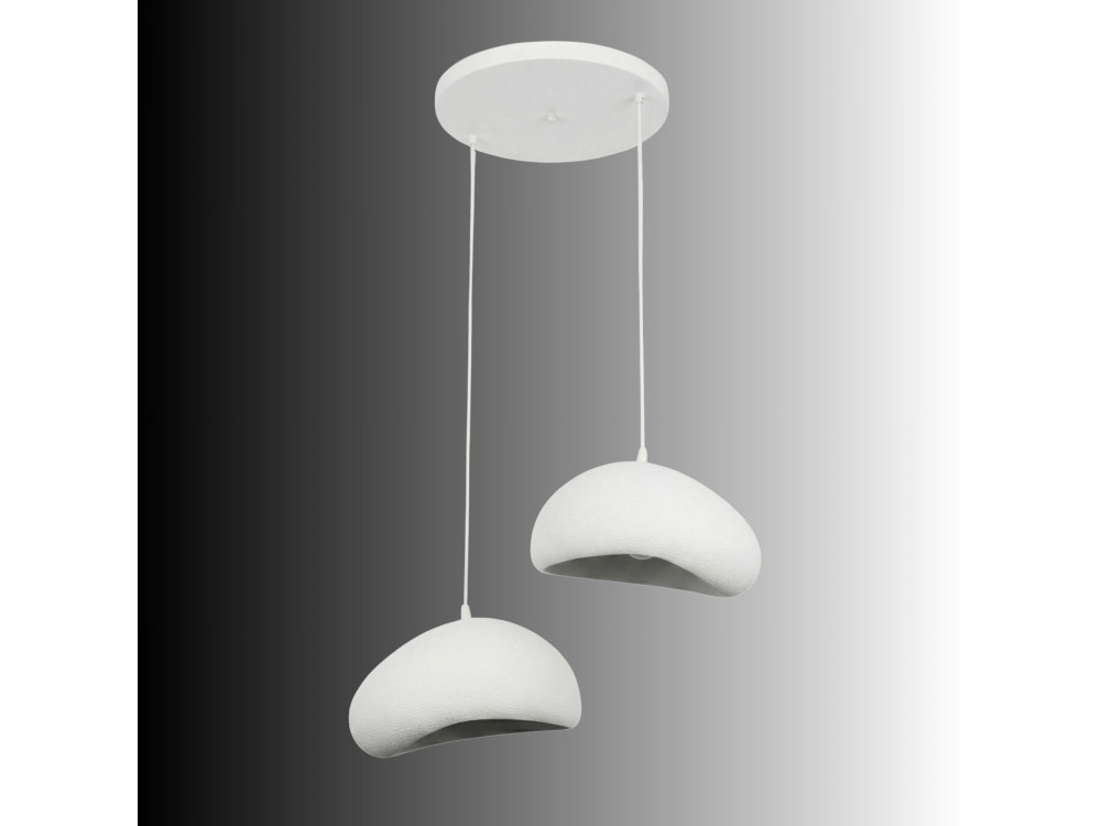 Candelabro de metal «Loval» - 45 x 27 cm - Branco