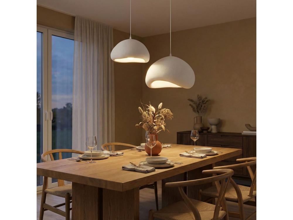 Candelabro de metal «Loval» - 89 x 44 cm - Branco