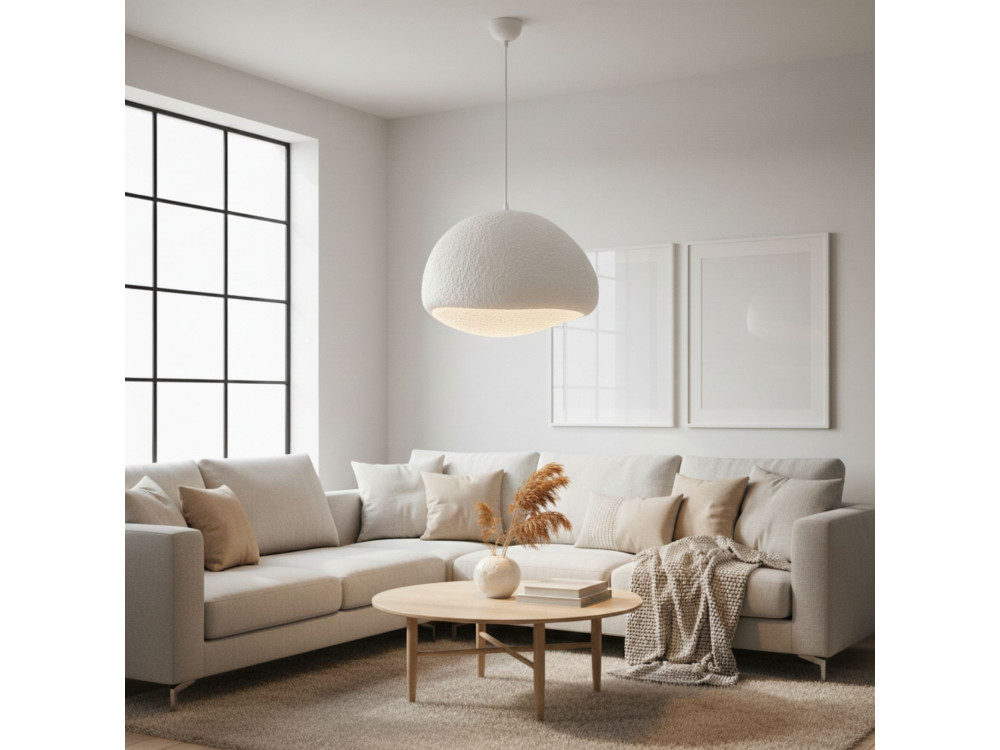 Candeeiro suspenso em metal «Loval» - 50 x 44 cm - Branco