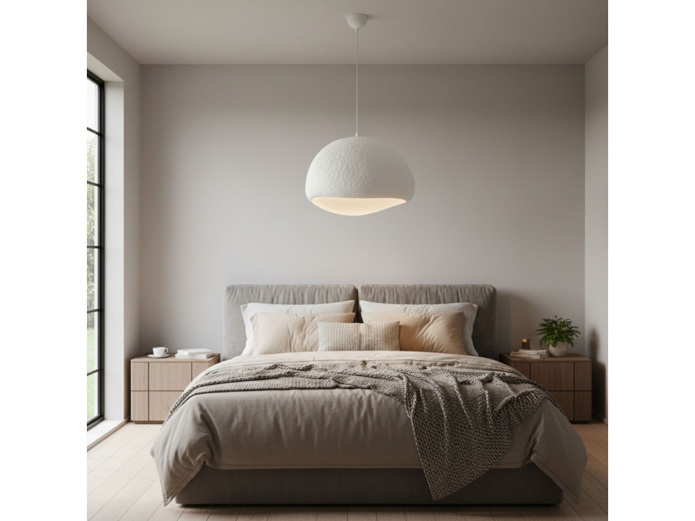 Candeeiro suspenso em metal «Loval» - 50 x 44 cm - Branco