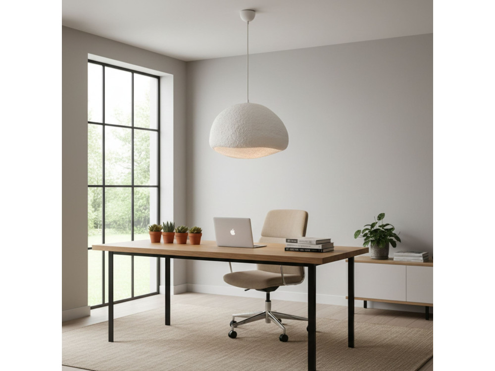 Candeeiro suspenso em metal «Loval» - 50 x 44 cm - Branco