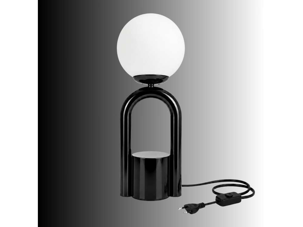 Candeeiro de mesa em metal «Loop» - 15 x 15 cm - Preto