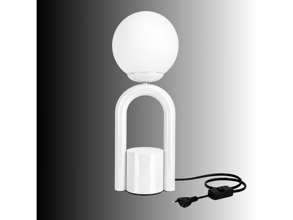 Candeeiro de mesa em metal «Loop» - 15 x 15 cm - Branco