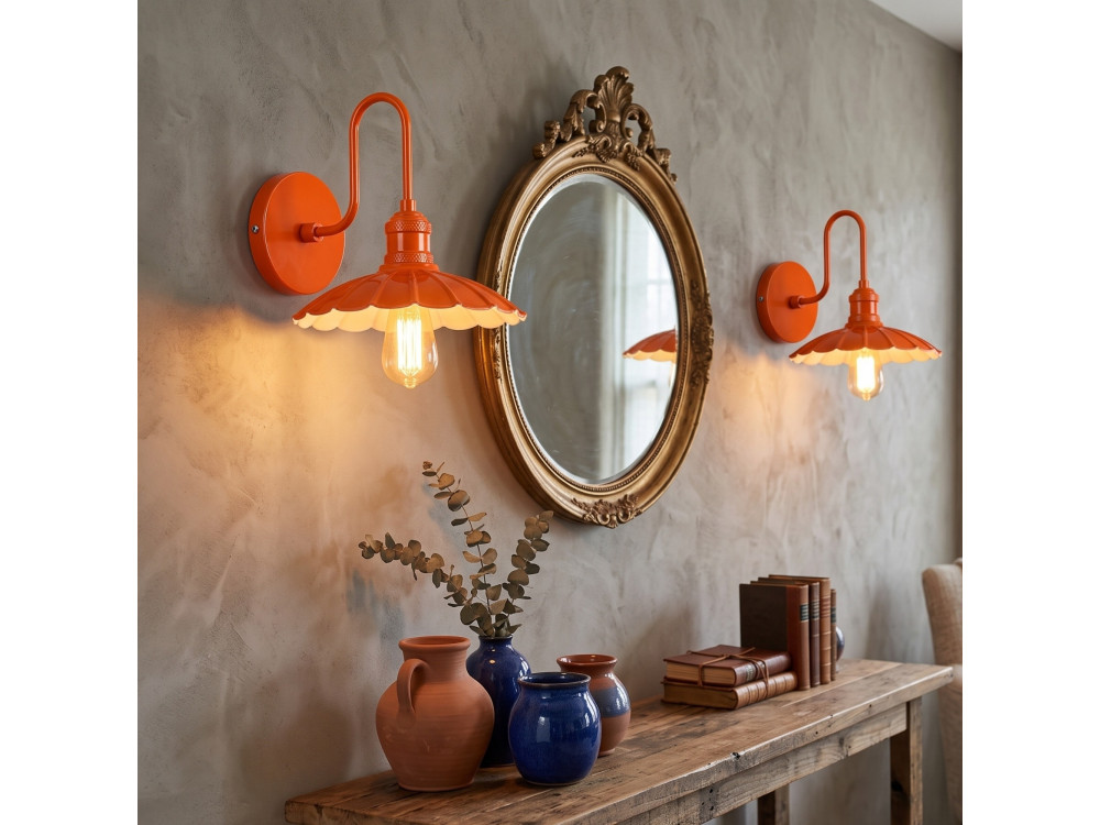 Candeeiro de parede em metal «Volan» - 25 x 30 cm - Laranja