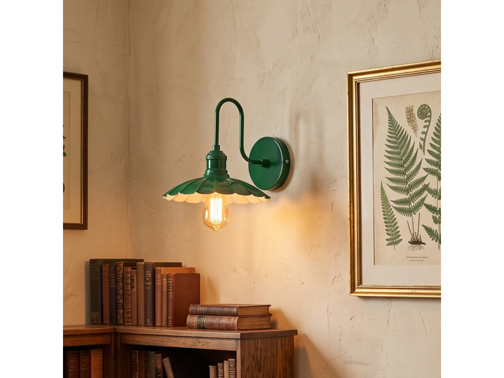 Candeeiro de parede em metal «Volan» - 25 x 30 cm - Verde
