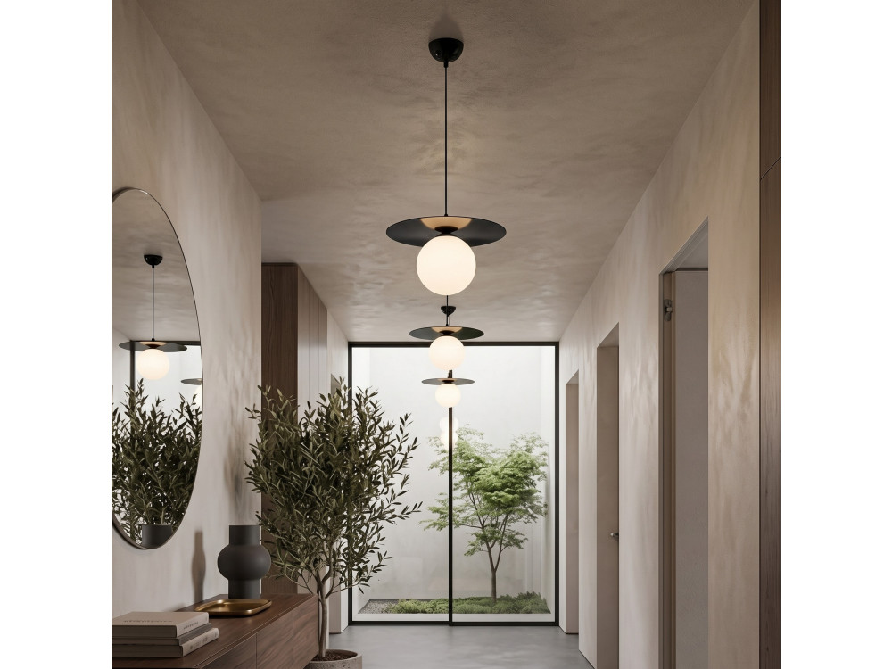 Candeeiro suspenso em metal «Vesper» - 40 x 40 cm - Preto