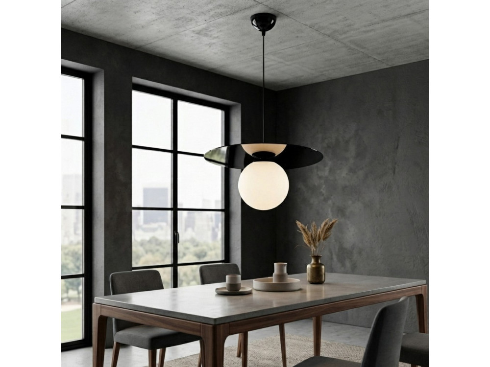 Candeeiro suspenso em metal «Vesper» - 40 x 40 cm - Preto