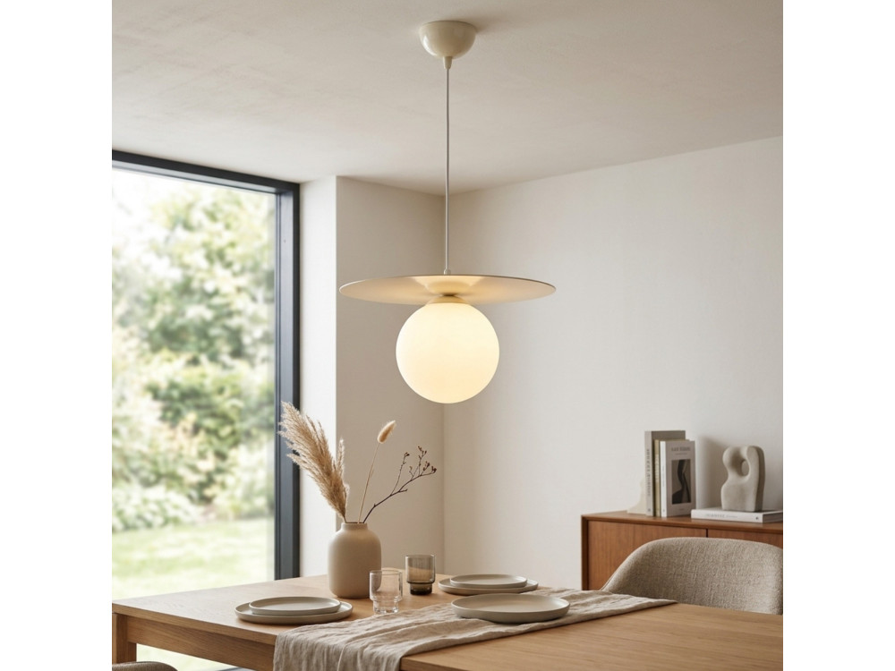 Candeeiro suspenso em metal «Vesper» - 40 x 40 cm - Bege