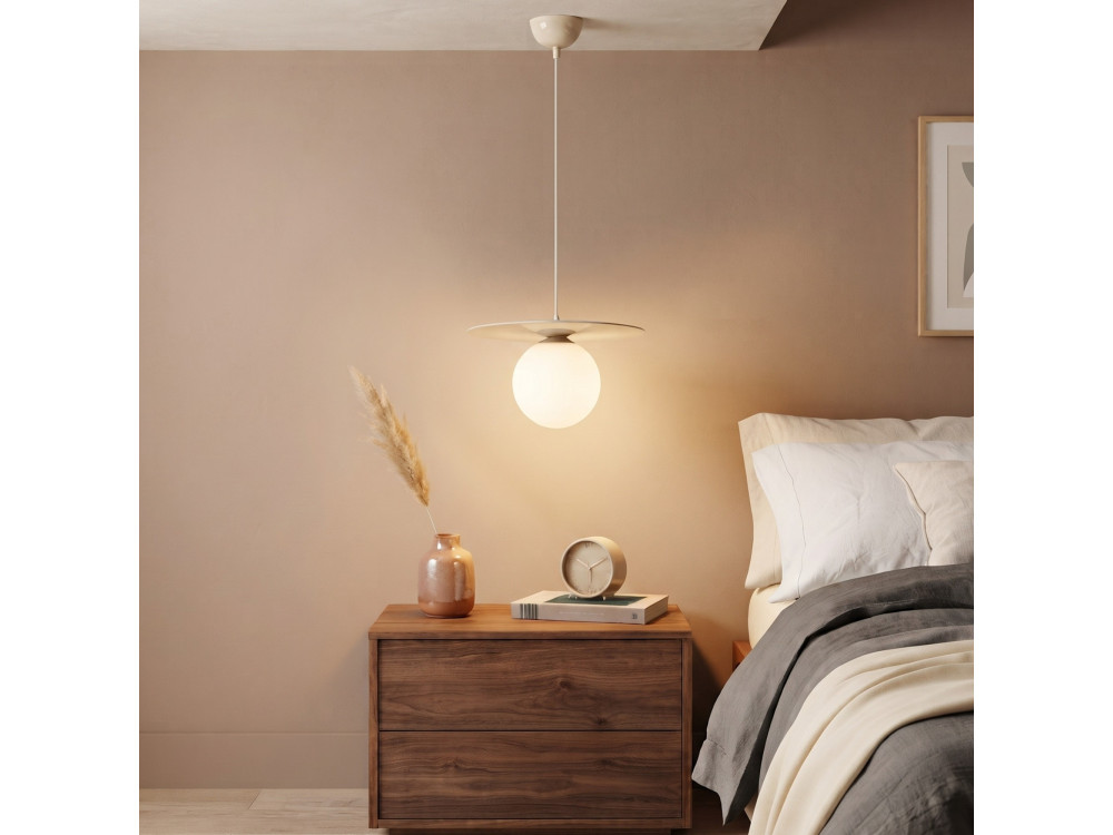 Candeeiro suspenso em metal «Vesper» - 40 x 40 cm - Bege
