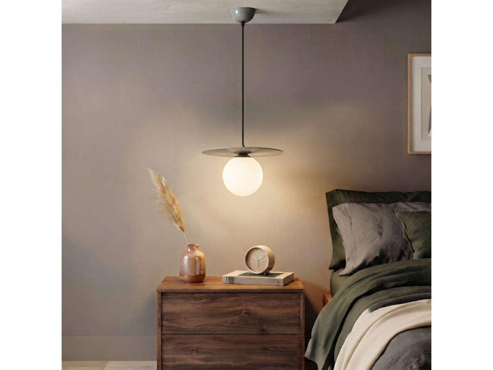 Candeeiro suspenso em metal «Vesper» - 40 x 40 cm - Cinzento