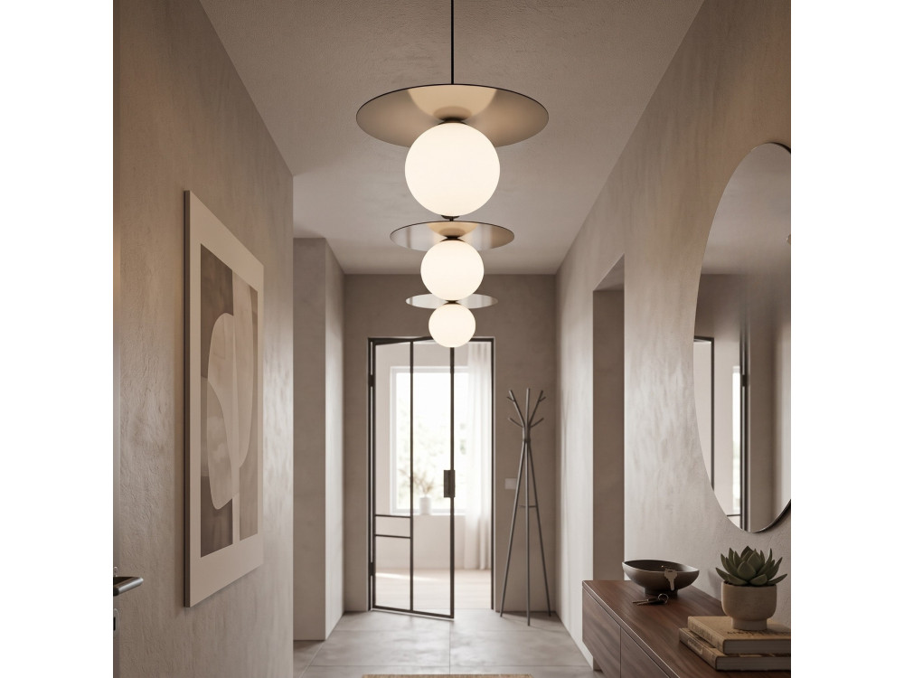 Candeeiro suspenso em metal «Vesper» - 40 x 40 cm - Cinzento