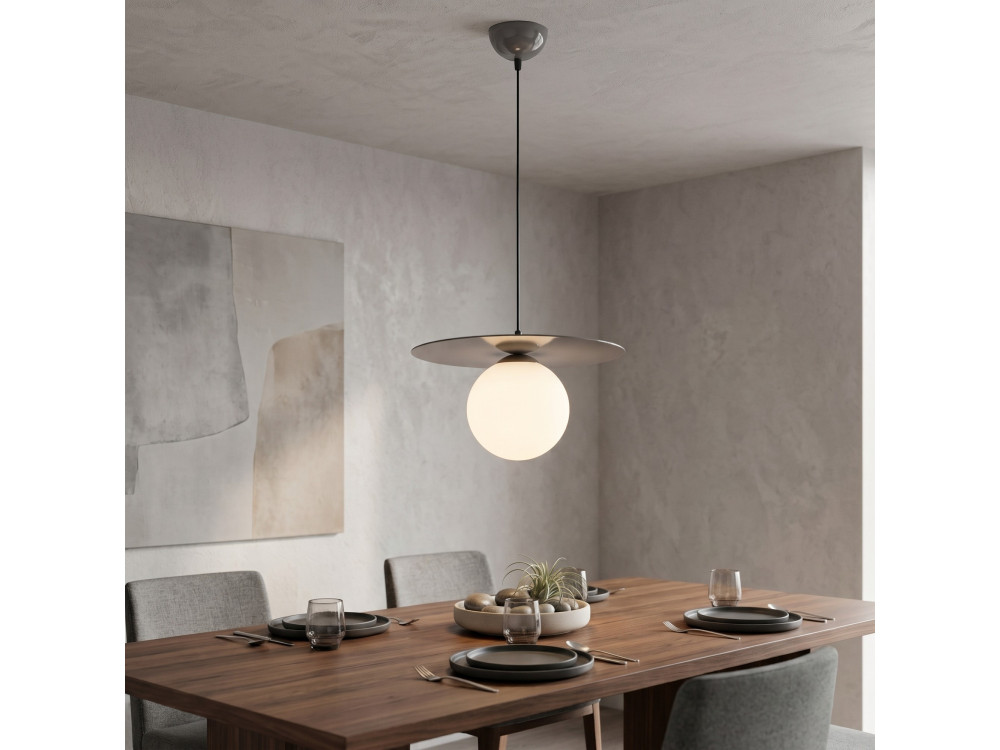 Candeeiro suspenso em metal «Vesper» - 40 x 40 cm - Cinzento