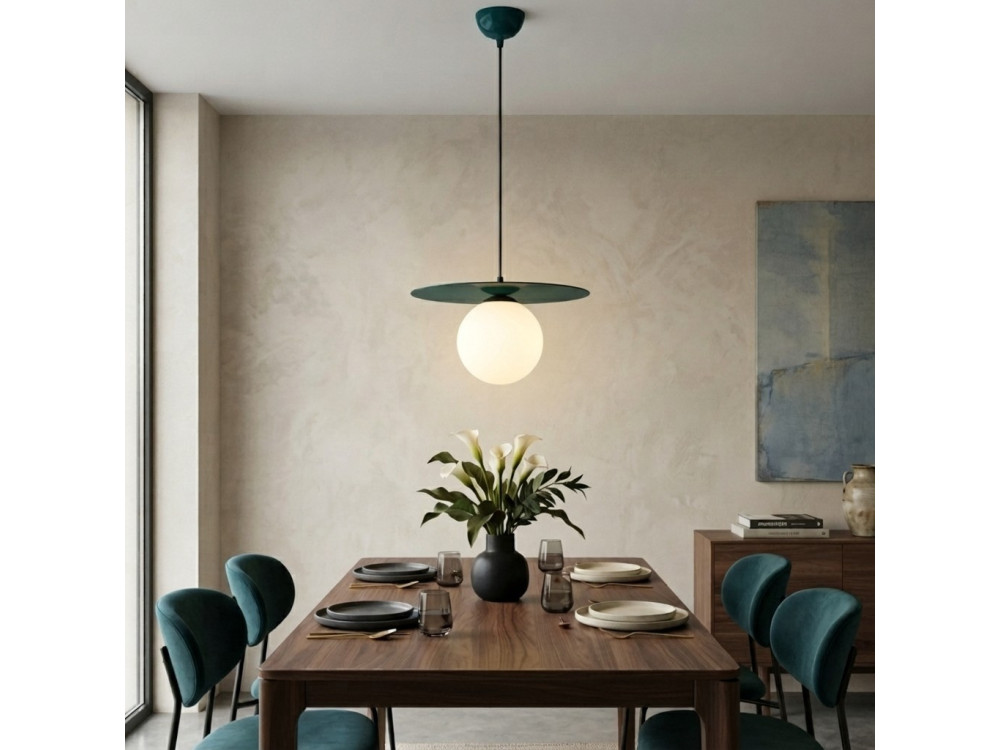 Candeeiro suspenso em metal «Vesper» - 40 x 40 cm - Verde