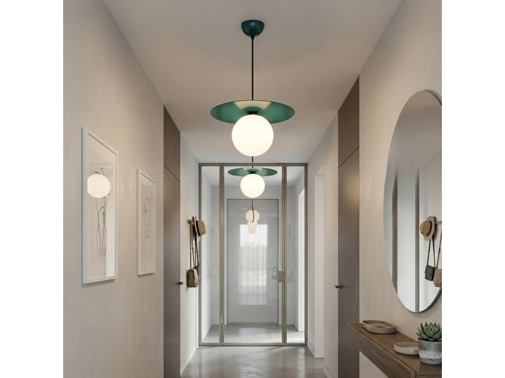 Candeeiro suspenso em metal «Vesper» - 40 x 40 cm - Verde