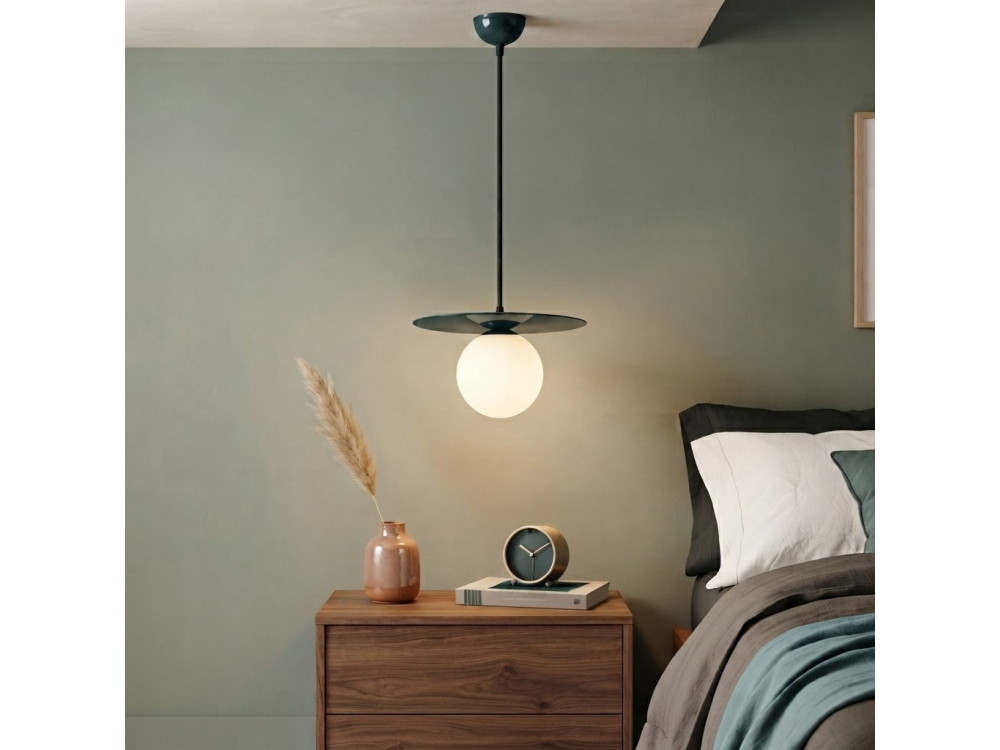 Candeeiro suspenso em metal «Vesper» - 40 x 40 cm - Verde