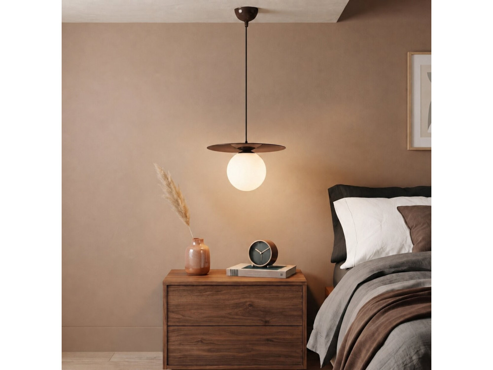 Candeeiro suspenso em metal «Vesper» - 40 x 40 cm - Castanho