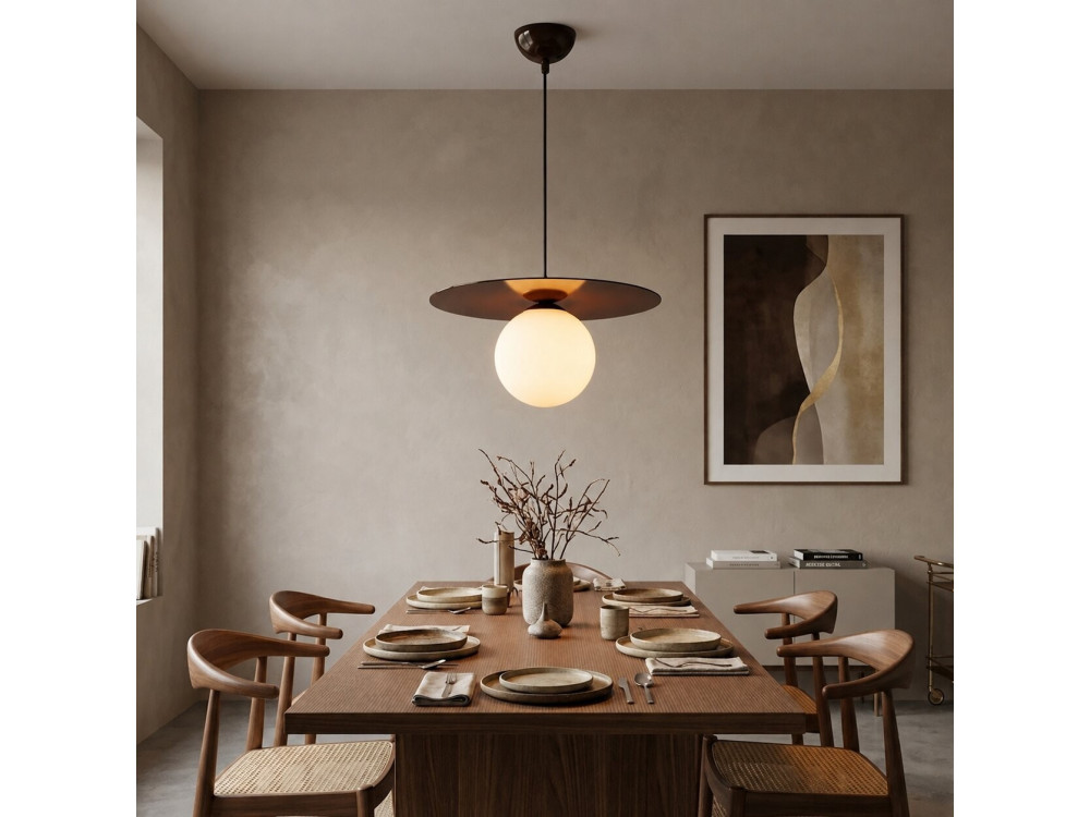 Candeeiro suspenso em metal «Vesper» - 40 x 40 cm - Castanho