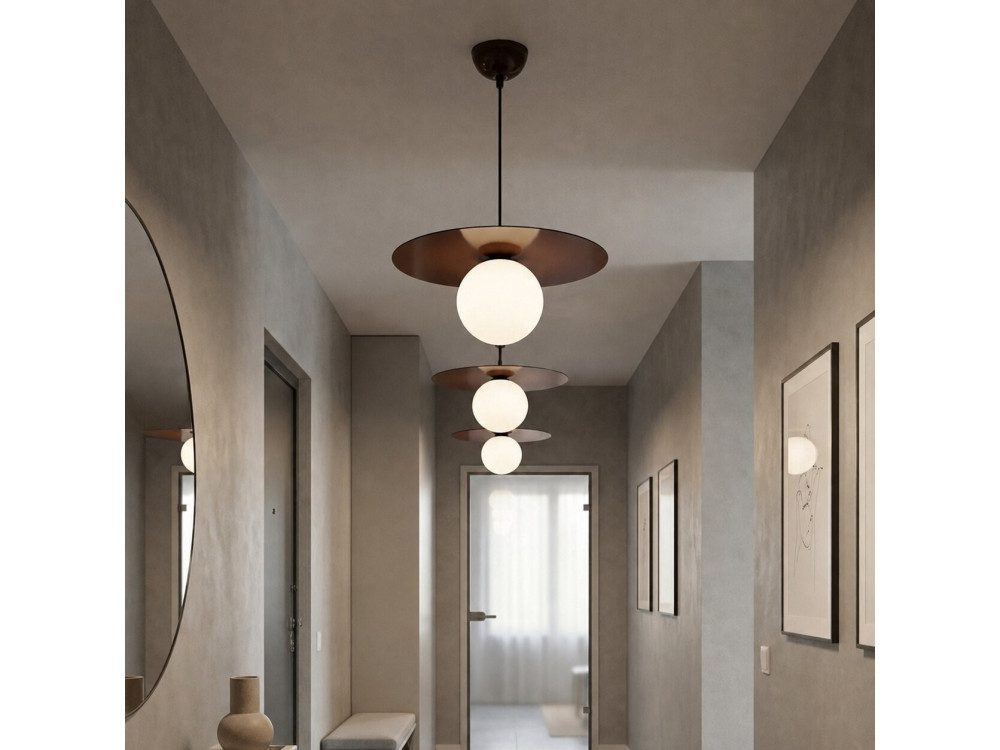 Candeeiro suspenso em metal «Vesper» - 40 x 40 cm - Castanho