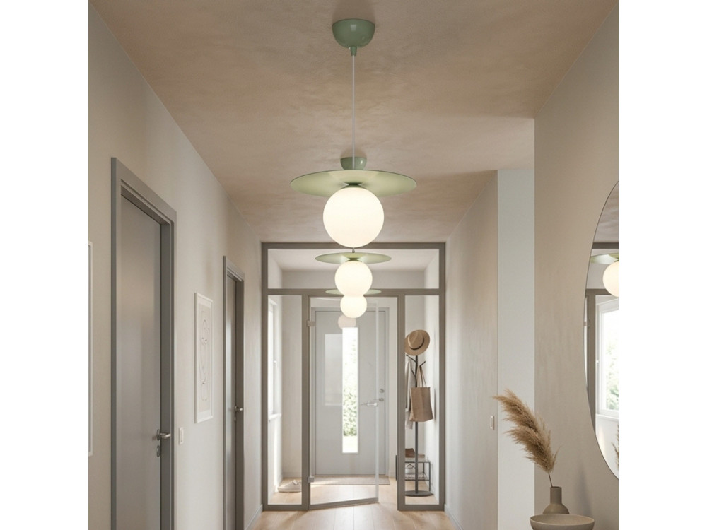Candeeiro suspenso em metal «Vesper» - 40 x 40 cm - Verde