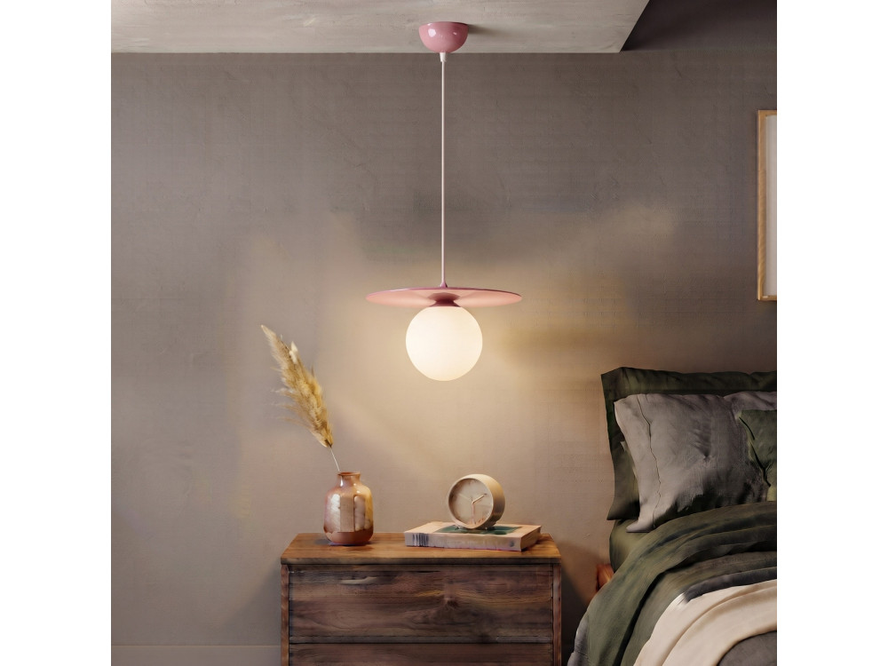 Candeeiro suspenso em metal «Vesper» - 40 x 40 cm - Rosa