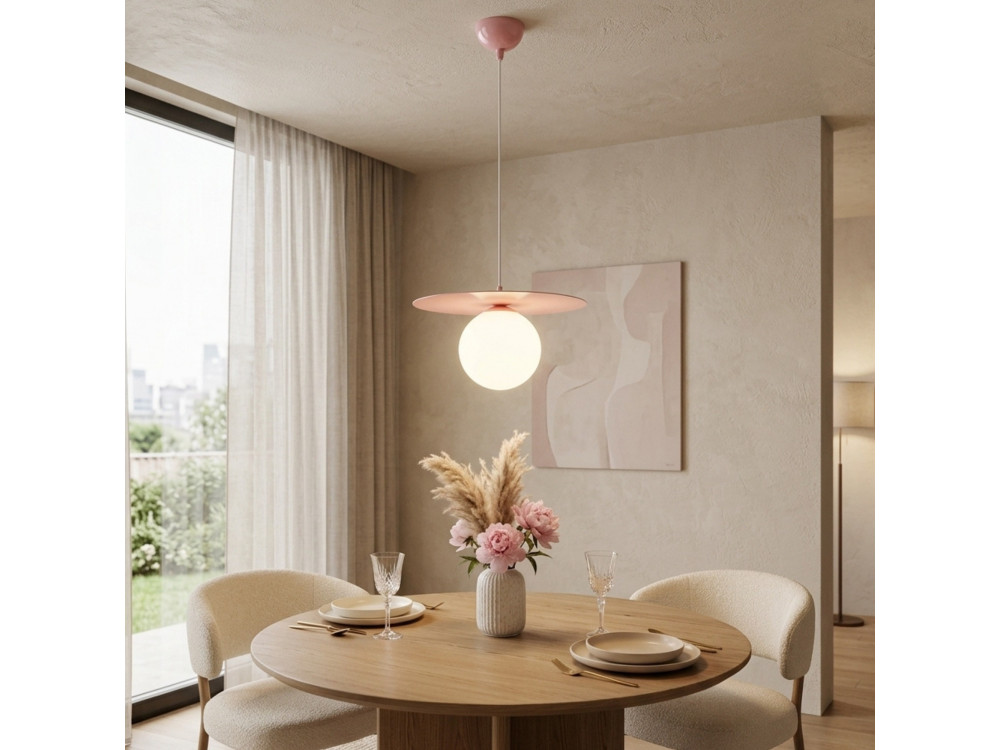 Candeeiro suspenso em metal «Vesper» - 40 x 40 cm - Rosa