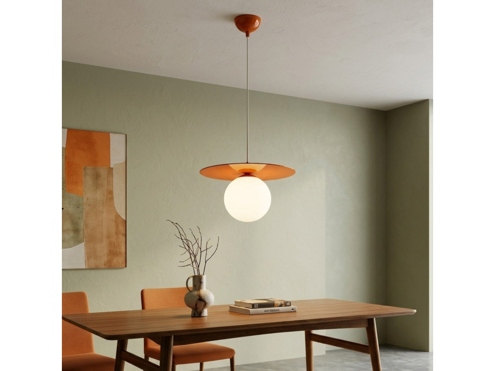 Candeeiro suspenso em metal «Vesper» - 40 x 40 cm - Laranja