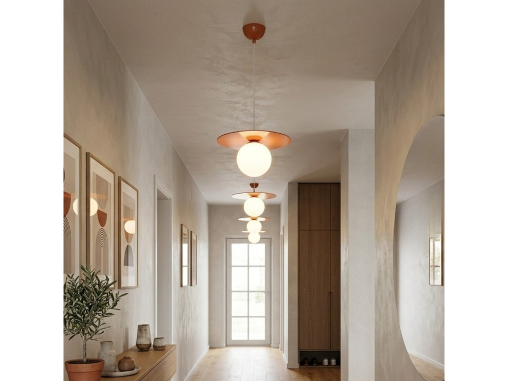 Candeeiro suspenso em metal «Vesper» - 40 x 40 cm - Laranja