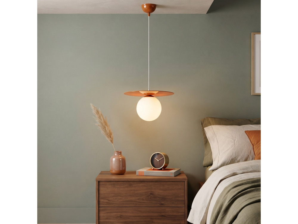Candeeiro suspenso em metal «Vesper» - 40 x 40 cm - Laranja